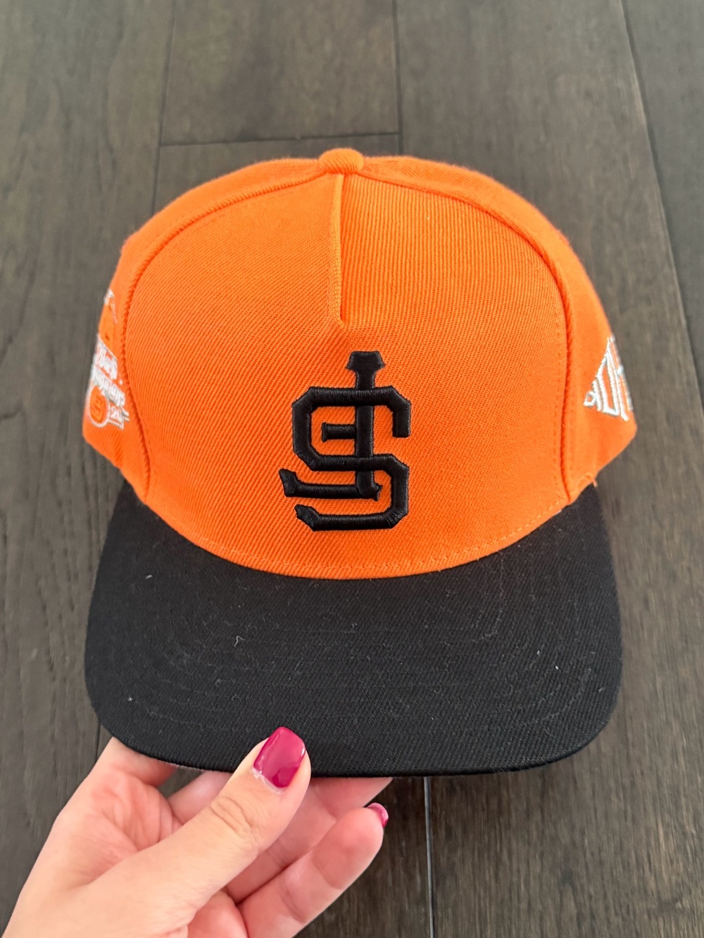 Orange and Black Men's Baseball Cap with Embroidered Logo